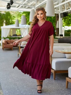 Жіноча сукня вільного крою колір бордо р.54/56 434421