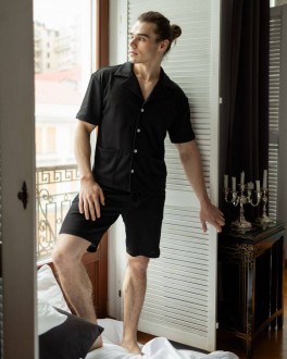 Чоловічий піжамний костюм колір чорний р.XL 453367