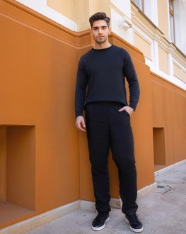 Чоловічі зимові штани з плащової тканини утеплені колір чорний р.48/50 447421