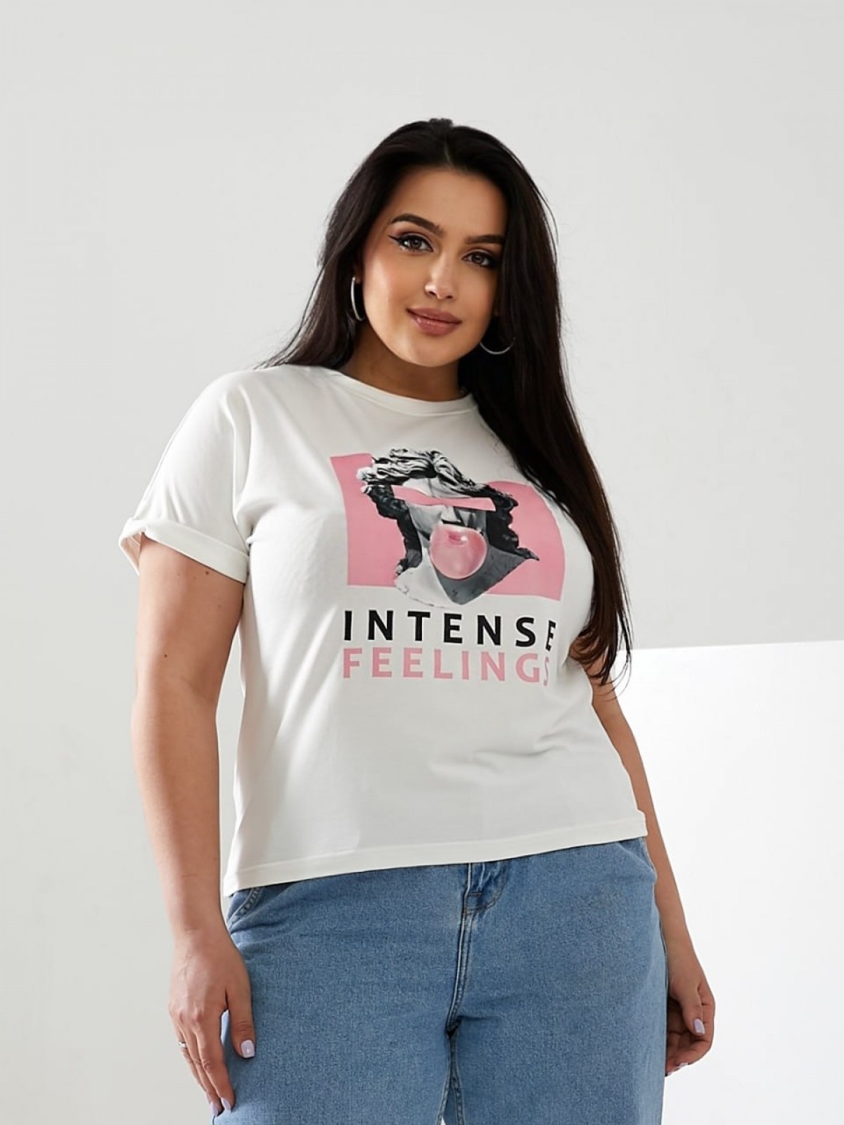 Жіноча футболка INTENSE колір молочний р.48/50 433177