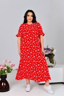 Жіноча сукня міді колір червоний р.58/60 433097
