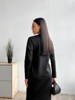 Жіноче максі плаття з рибани на флісі колір чорний р.46/48 446060