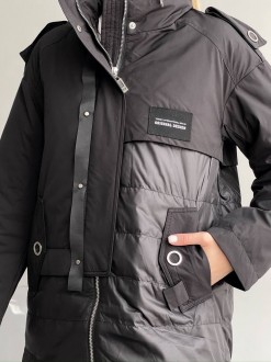 Жіноча тепла куртка колір чорний р.XXL 450444
