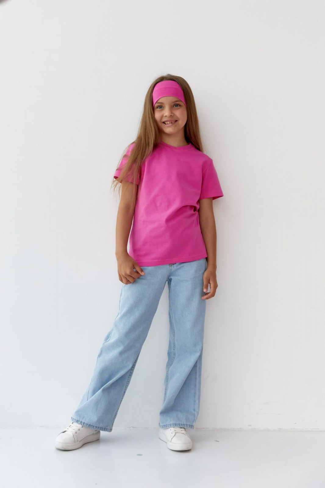 Базова дитяча однотонна футболка колір рожевий р.170 441106