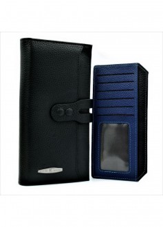 Жіночий шкіряний гаманець чорний SKL85-295647