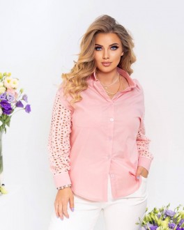 Жіноча сорочка з котону та прошви пудрового кольору SKL142-374013