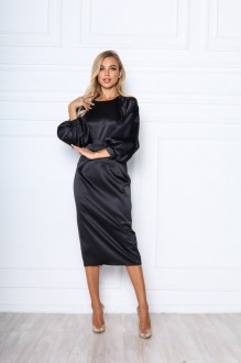 Жіноча сукня з рукавом ліхтариком чорного кольору 372894