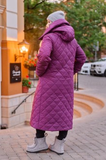 Жіноча тепла куртка з капюшоном колір марсала р.60/62 445885