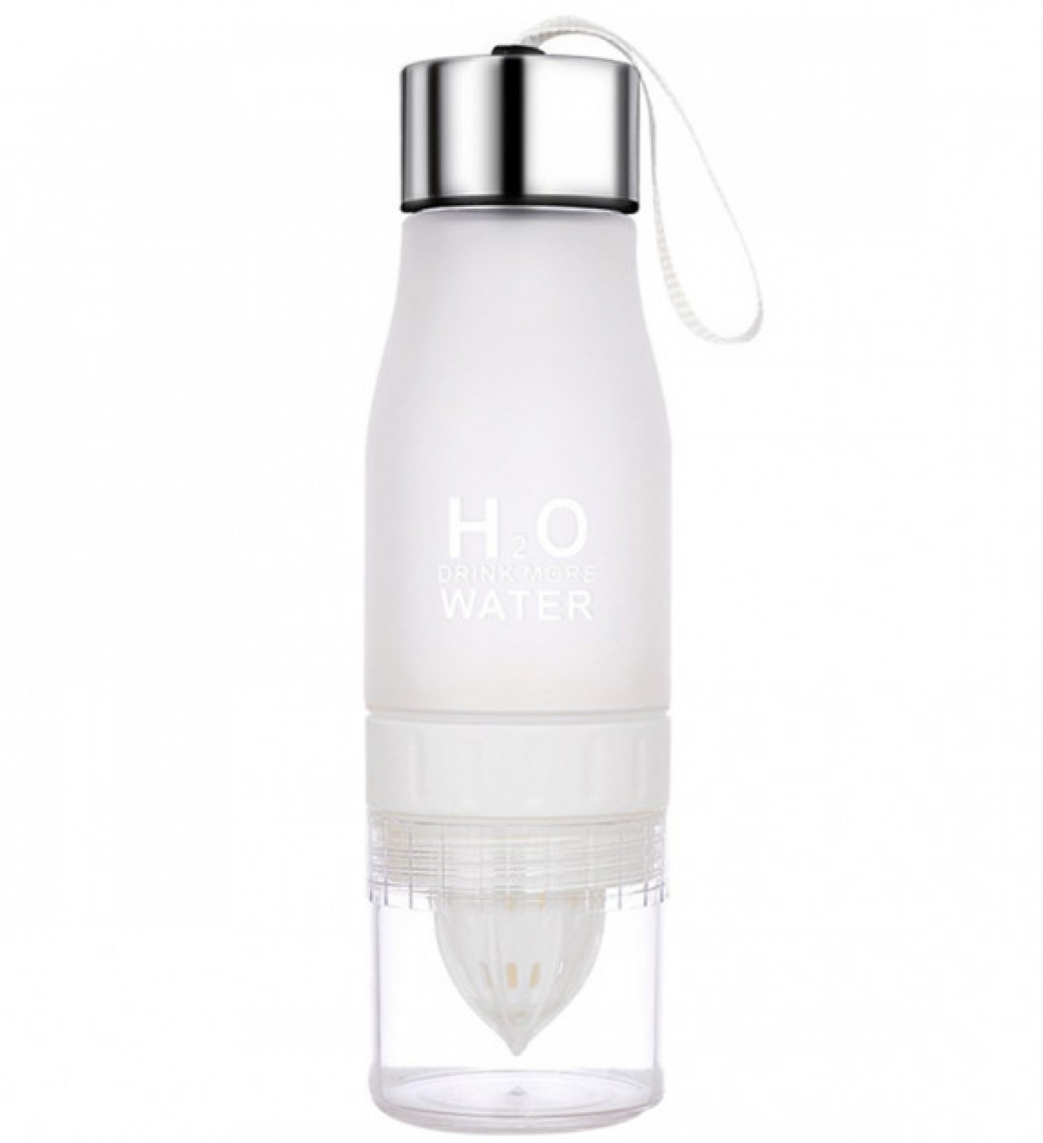Пляшка для води та напоїв H2O Water Bottle з соковижималкою 650 мл біла 187052