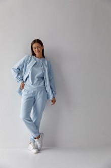 Жіночий костюм худі+джогери колір світло-блакитний р.S 441446
