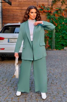 Жіночий костюм брюки та піджак колір олива р.60/62 444358
