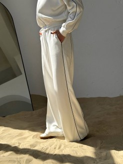 Жіночий костюм з брюками палаццо колір молочний р.46/48 454408
