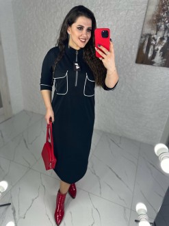 Жіноча сукня міді колір з кишенями колір чорний р.46/48 449101