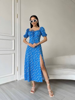 Жіноча літня сукня міді колір синій р.46 437223