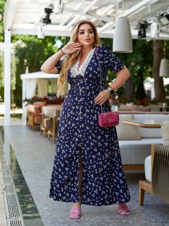 Жіноча сукня міді а-силует колір синій р.54 437008