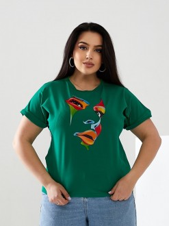 Жіноча футболка FACE колір зелений р.48/50 433153