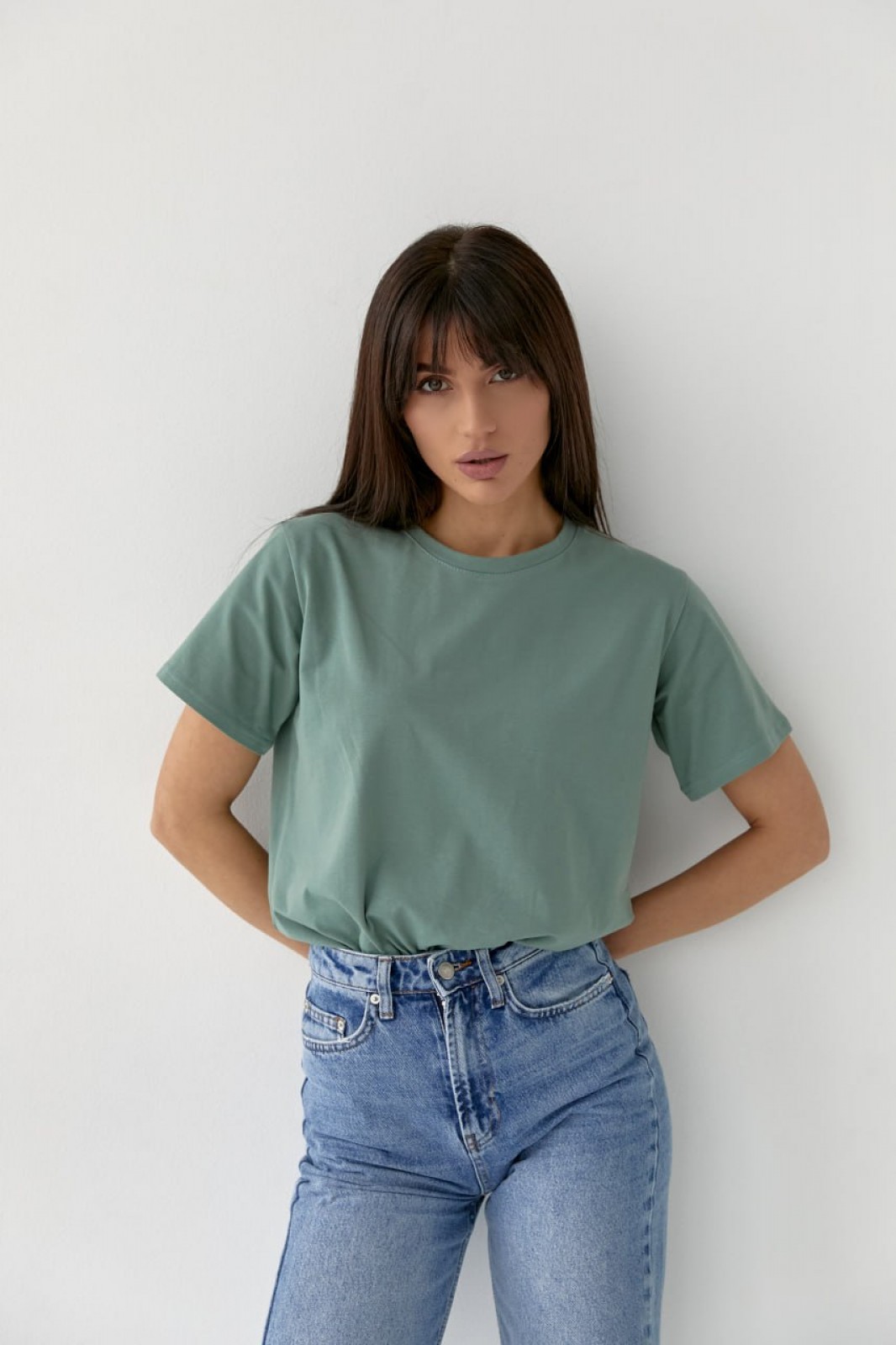 Жіноча базова футболка колір м'ята р.XL 438013