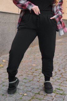 Жіночі теплі спортивні штани колір чорний р.60/62 445804