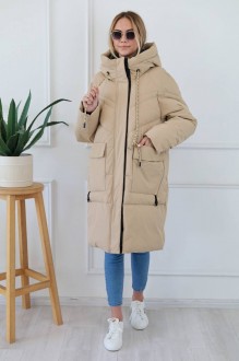 Жіноча куртка до коліна колір капучино р.S 445221