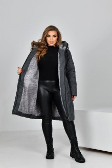 Жіноча тепла курточка колір сірий р.60 447525