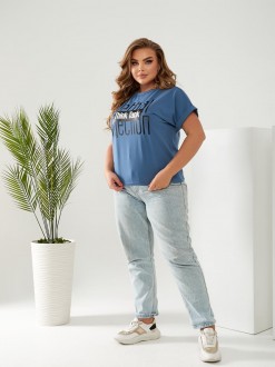 Жіноча футболка THINK TANK колір джинсовий р.48/50 433735
