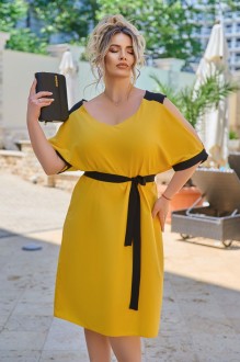 Жіноча сукня з поясом колір жовтий р.48/50 437735