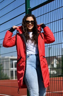 Жіноча куртка з капюшоном колір червоний р.52/54 449819