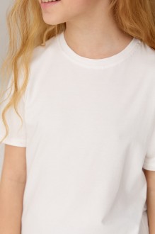 Базова дитяча однотонна футболка білого кольору 420873