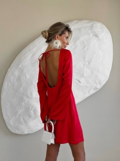 Жіноча сукня міні із сатину колір червоний р.42 459588