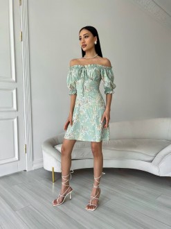 Жіноча літня сукня колір оливковий р.44 437201