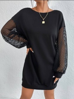 Жіноча сукня туніка з мікро дайвінгу з начосом колір чорний р.52/56 446669