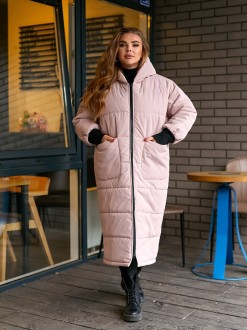 Жіноча тепла зимова куртка бежевого кольору р.54/56 377577
