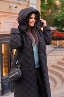 Жіноча тепла куртка з капюшоном колір чорний р.60/62 445888