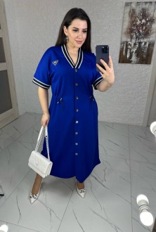 Жіноча сукня-халат вільного крою колір електрик р.50/52 452244