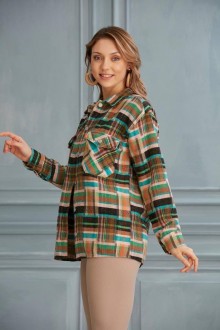 Жіноча сорочка в клітку колір бірюзовий р.XL 455177