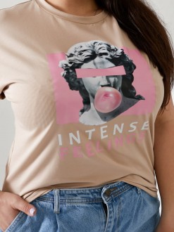 Жіноча футболка INTENSE колір бежевий р.48/50 433183