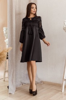 Жіноча сукня вільного крою з декоративними шнурками чорного кольору розмір р.44/46 384873