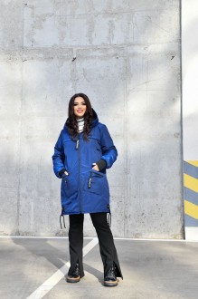 Жіноча куртка-пальто із плащової тканини колір синій р.56/58 445962