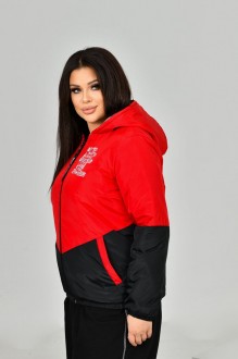 Жіноча куртка з капюшоном колір чорний з червоним р.48/50 453428