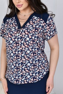 Костюм жіночий блуза та спідниця колір пудровий 432795