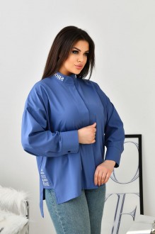 Жіноча блуза із софту колір джинс р.60/62 452868