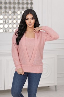 Жіночий светр трикотажний колір пудра р.56/58 445648