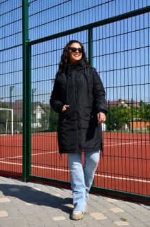 Жіноча куртка з капюшоном колір чорний р.52/54 449823