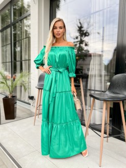 Жіноча довга сукня з рукавом зеленого кольору р.S/M 386975