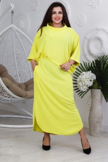 Жіночий костюм з довгої спідниці та вільної кофти жовтого кольору р.50/52 357703