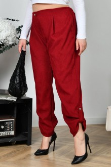 Жіночі брюки із мікровельвету колір червоний р.48/50 453799