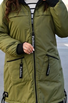 Жіноча куртка-пальто із плащової тканини колір хакі р.52/54 445957