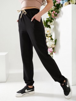 Жіночі спортивні штани двонитка чорного кольору р.44 406186