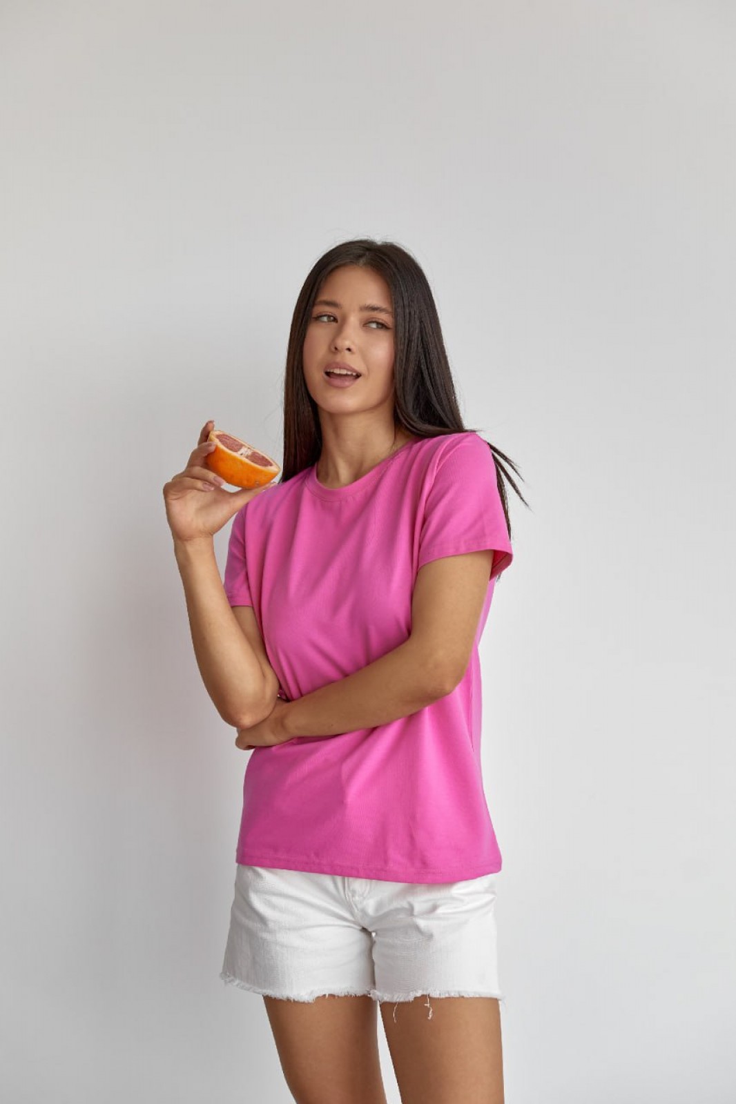 Жіноча базова футболка колір рожевий р.M 449913
