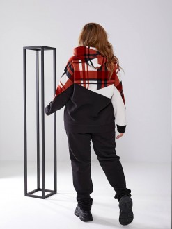 Жіночий теплий спортивний костюм двійка колір чорний-теракотовий р.58/60 445529